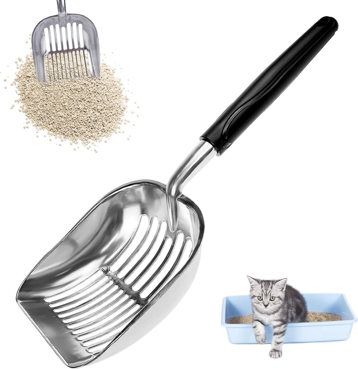 Poop scoop - High-quality aluminum cat litter scoop - Durable and easier to clean - For kittens - Image 1