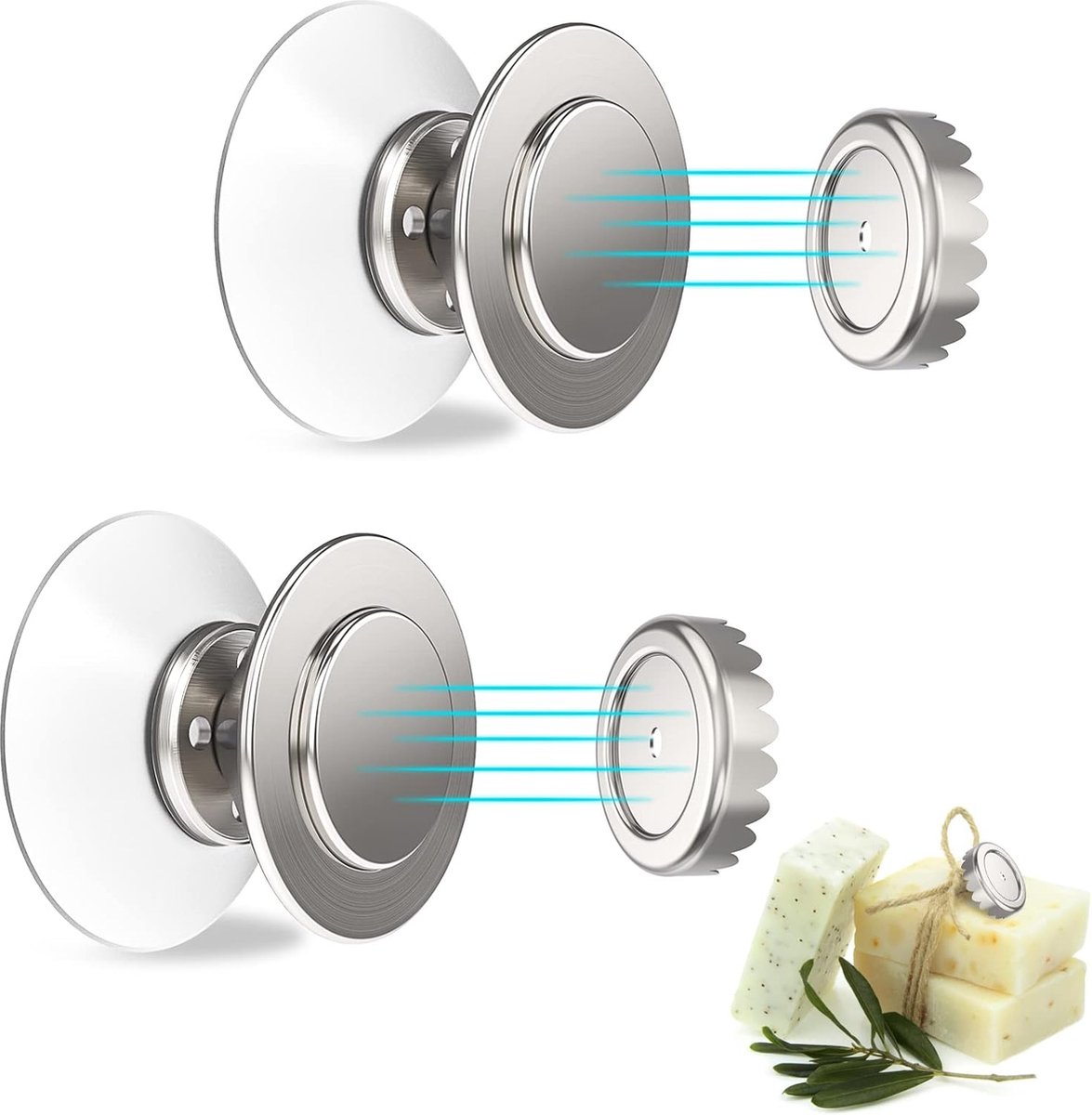Soap Holder - With Suction Cups - Stainless Steel - Self-Adhesive Soap Dish - Soap Box - Soap Box - Small Wall Mount Soap Dish - Hanging Soap Holder - Multifunctional Storage Rack - Shower - Kitchen - Bathroom Accessories - No Drilling Required - Strong A - Image 1
