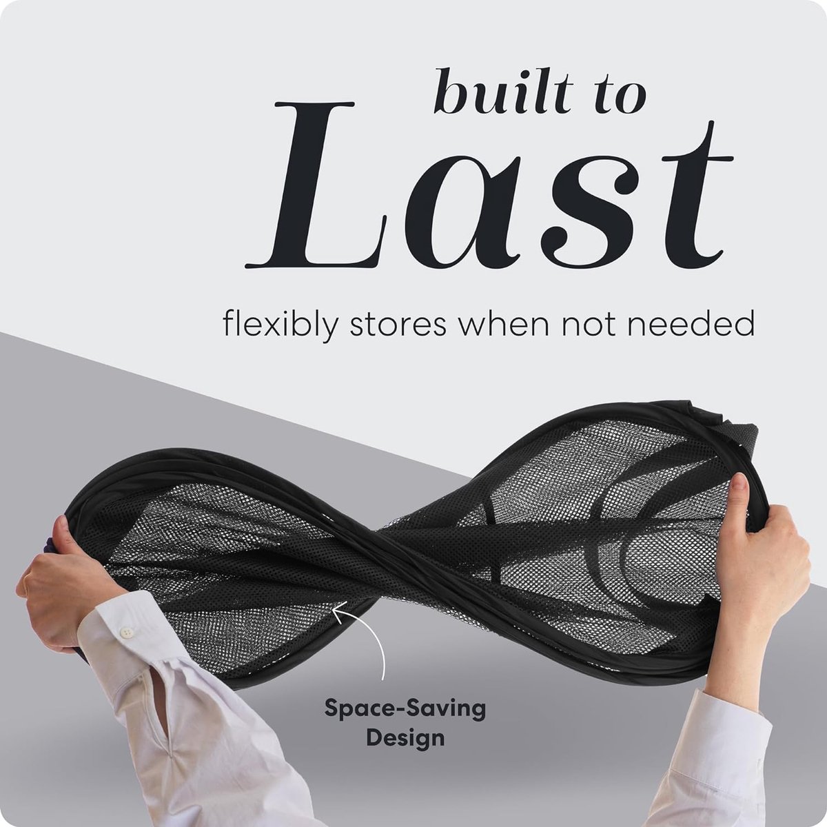 Foldable Laundry Basket - 60 x 30cm - Laundry Baskets - Mesh - Breathable - Durable - Laundry Sorter - Laundry Box - Clothes Organizer - Laundry Basket - Dirty Clothes Basket - Storage Basket - Foldable Laundry Basket - Black - Portable - Space-Saving Lau - Image 2