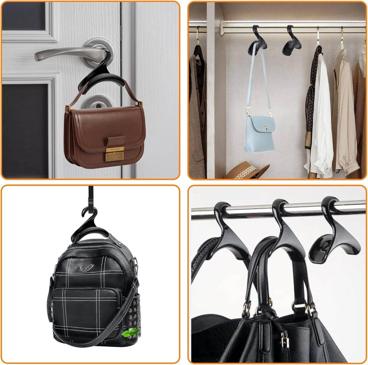 Bag Hanger - 6 Pieces Handbag Hooks for Wardrobe - Hangers - Handbag - Clothes Hanger - Bags - Handbag Hanger - Handbag Hanger for Closet - For Hanging Bags, Wallets, Handbags, Belts, Scarves, Hats, Clothing - Black - Image 4