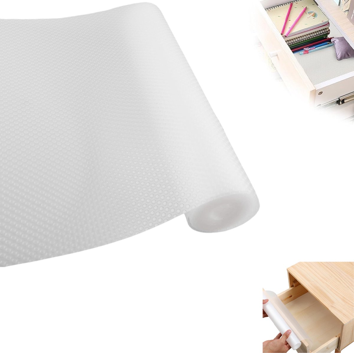 Anti-slip mat - 500x30 cm - Drawer mat - Antifouling pads - Kitchen drawer protector - Protection mat - Anti-slip mat - Drawer protection - Non-adhesive - Antibacterial - Waterproof - Transparent - Bathroom - For cabinet, shoe rack, table - Plastic - Image 1