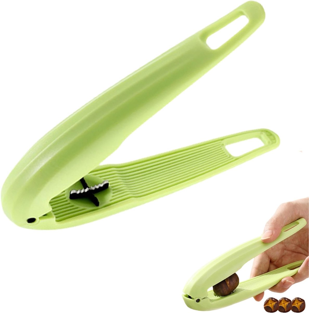 Chestnut Clip - Walnut Clip - Dried Fruit Opener - Chestnut Tools - Chestnut Slicer - Marontlong Tongs - Nutcracker Bowl - Hazelnut Opener - Household - Nut Shelling Tools - Multi-Functional - Kitchen Utensils - Green - Image 1