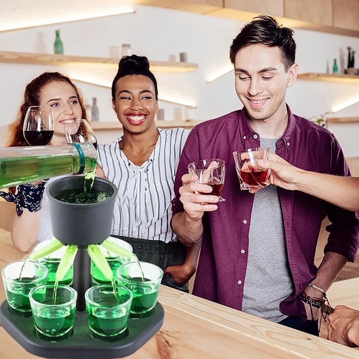 Shot Fountain - Shot Dispenser - Drink Dispenser - Shot Dispenser - Alcohol Dispenser - Shot Glasses - Drinks - Game - Party - For 6 Shot Glasses - For 6 People New Year New Year's Party Drinking Games - For Cocktail Party, Drinking Games - Image 4