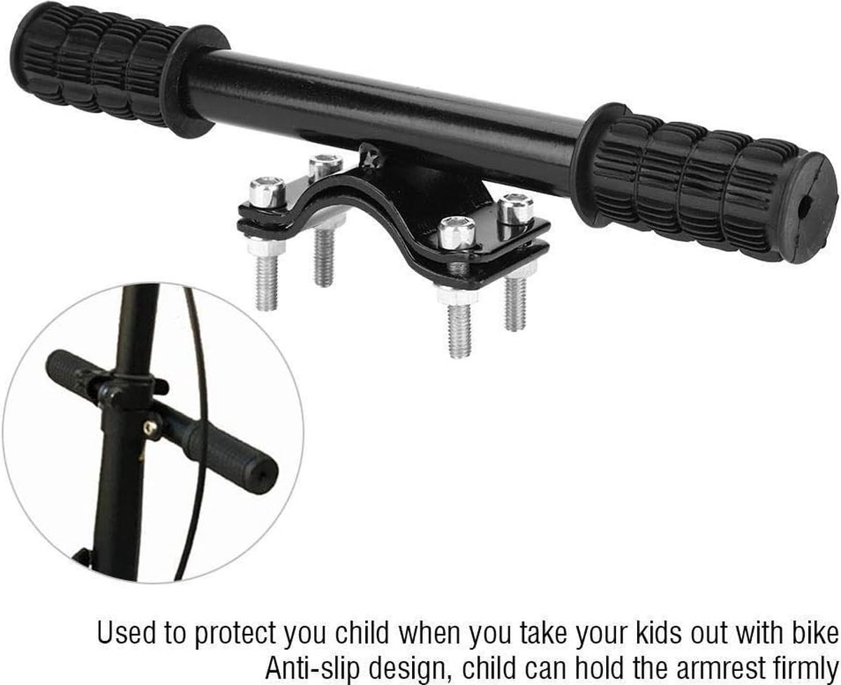 Child Handlebar Stem - Extra Child Handlebar for Front Seat - Secure Grip on the Bike - Handlebar Bracket for Bicycle Accessories - Backrest Bikes - Armrest Frame - Easy to Install - 23cm - Black - 1 Piece - Image 4