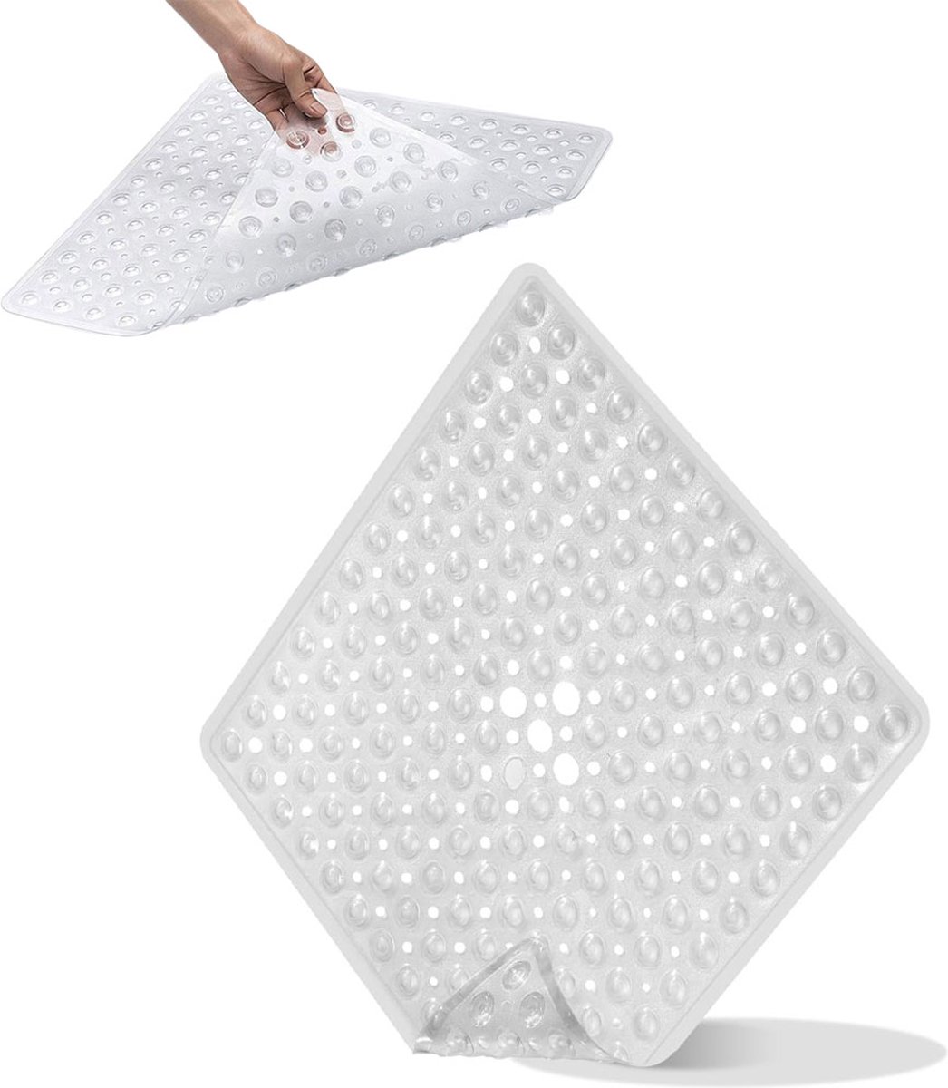 Non-Slip Shower Mat / Bath Mat Transparent With Suction Cups - 53 x 53 Cm - Non-Slip Shower Mat - Bathroom Mat - Anti-Slip Shower Cabin Mat - Mat for the Bath - Non-Slip for Shower - For In the Shower or Bath - Image 1
