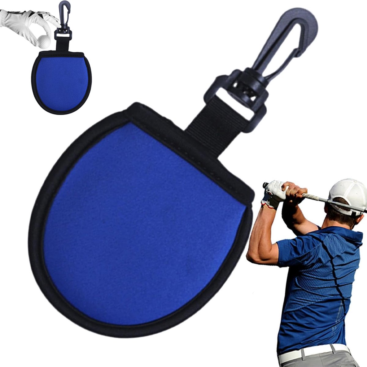Golf Bag - Bag For Golf Balls - Golf Bag Storage Bag - Pocket-Sized Golf Ball Cleaner - Waist Bag For Golfers - With Hooks - For Golf Balls - For Water Bottle And Towel Holder - Blue - Image 1