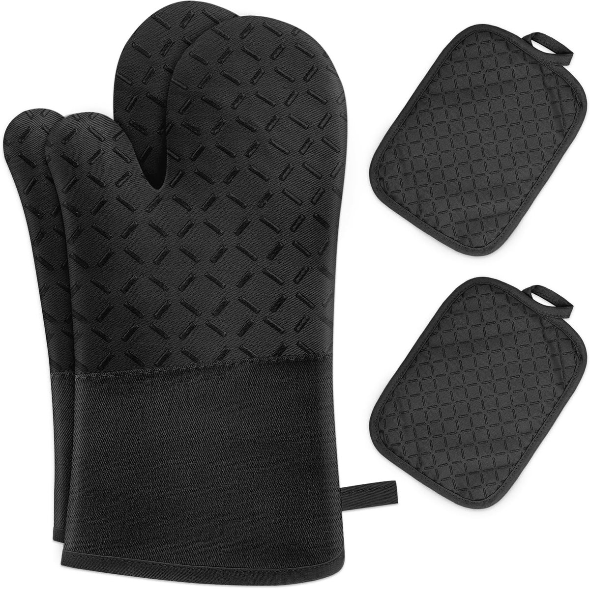 Oven Mitts - 4-piece - Professional Oven Gloves - Practical Pot Holders - Cooking Gloves - Heat Resistant - Christmas Gift - Fire Retardant - heat - insulation - Comfortable - Safe - very for Festivals / Parties / Baking / Grilling - Image 1