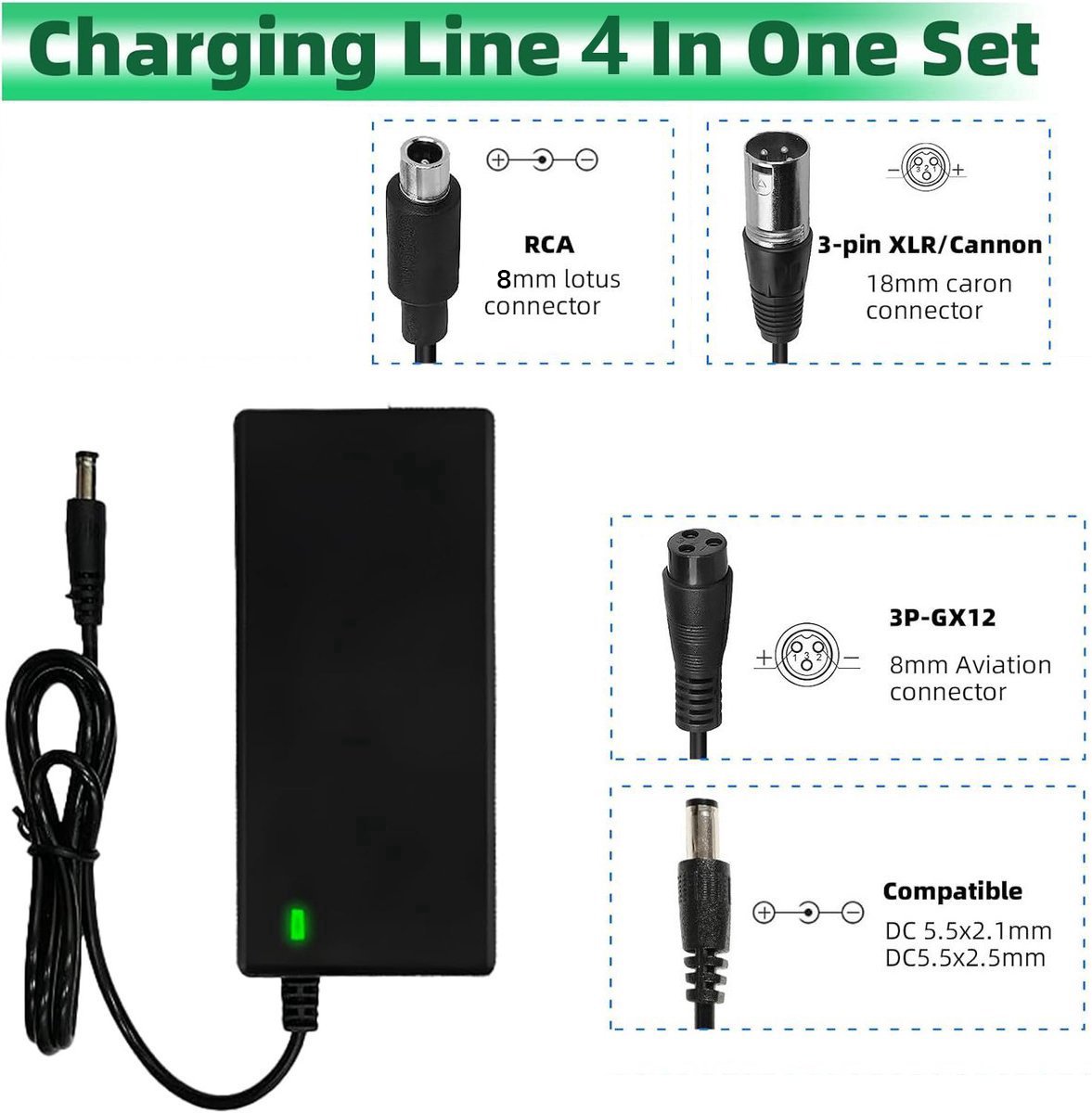Electric Bike Charger - Charger for Electric Scooters - 36V/42V 2A Universal Charger - With 4 Battery Charger Connectors - Battery Charger - Hoverboard Drift Trikes - Electric Scooter Hoverboard Balance Bike - Suitable for Xiaomi Mi Mijia M365 - 84W Max - Image 2