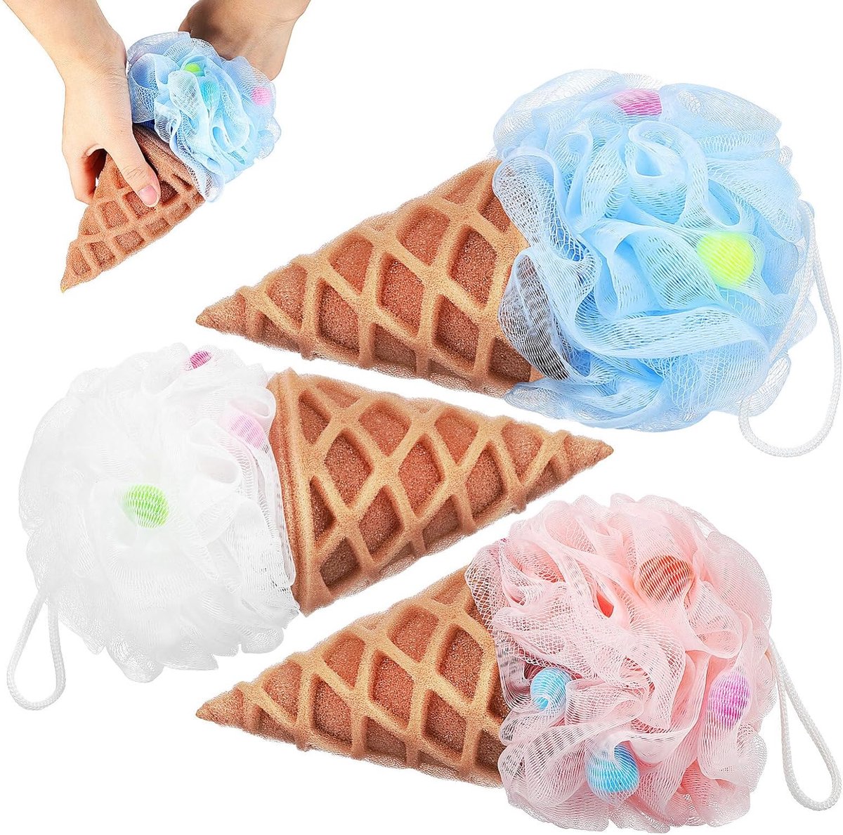 Bath Sponge - Shower Sponge - 3 Pieces - Shower Puff - Bath Sponge - Massage Sponge - Scrubbing Sponge - Bath Sponges - Soft Sponge - Bathroom - Bathroom Accessories - Shower - Reusable - Image 1