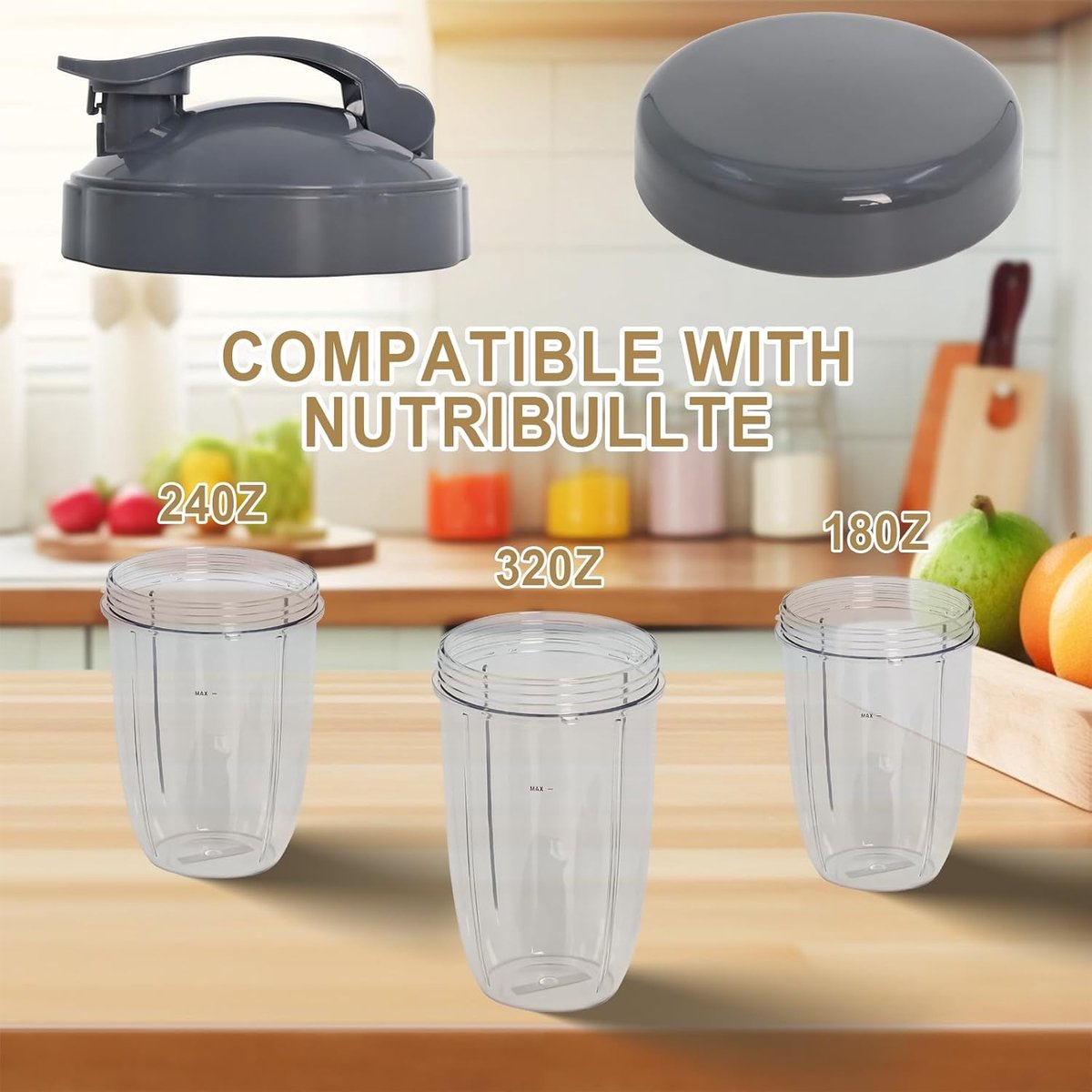 Resealable Cup Lids and Flip-Top To-Go Lid - 2 Pieces - Replacement Parts Suitable for 600w and 900w Nutribullet Blender 32/24/18oz Cups Cup Lids - With Rubber Gasket - Seal - For On the Go - Image 5