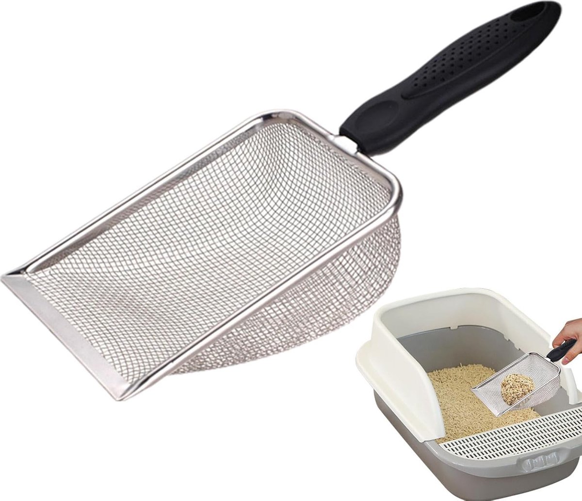Cat litter scoop - Poop scoop - Ergonomic - Stainless steel - Image 1