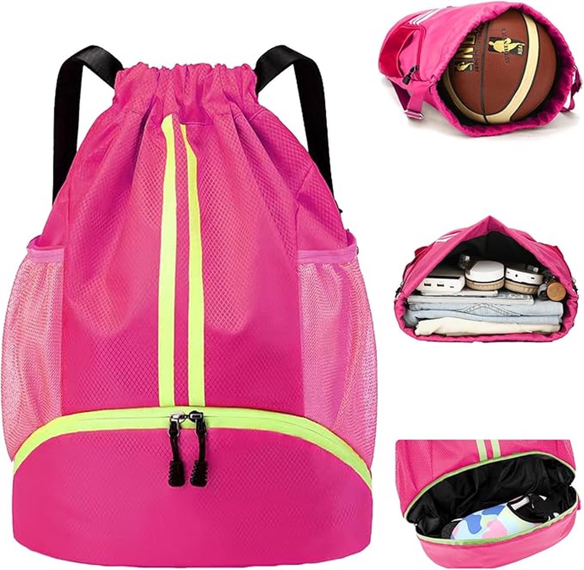 Backpack - School Bag - Sports Backpack - Sports Backpack - Unisex - Practical & Stylish - With Drawstring - Adjustable - With Ball Pocket Bottom Pocket - Waterproof - Image 1