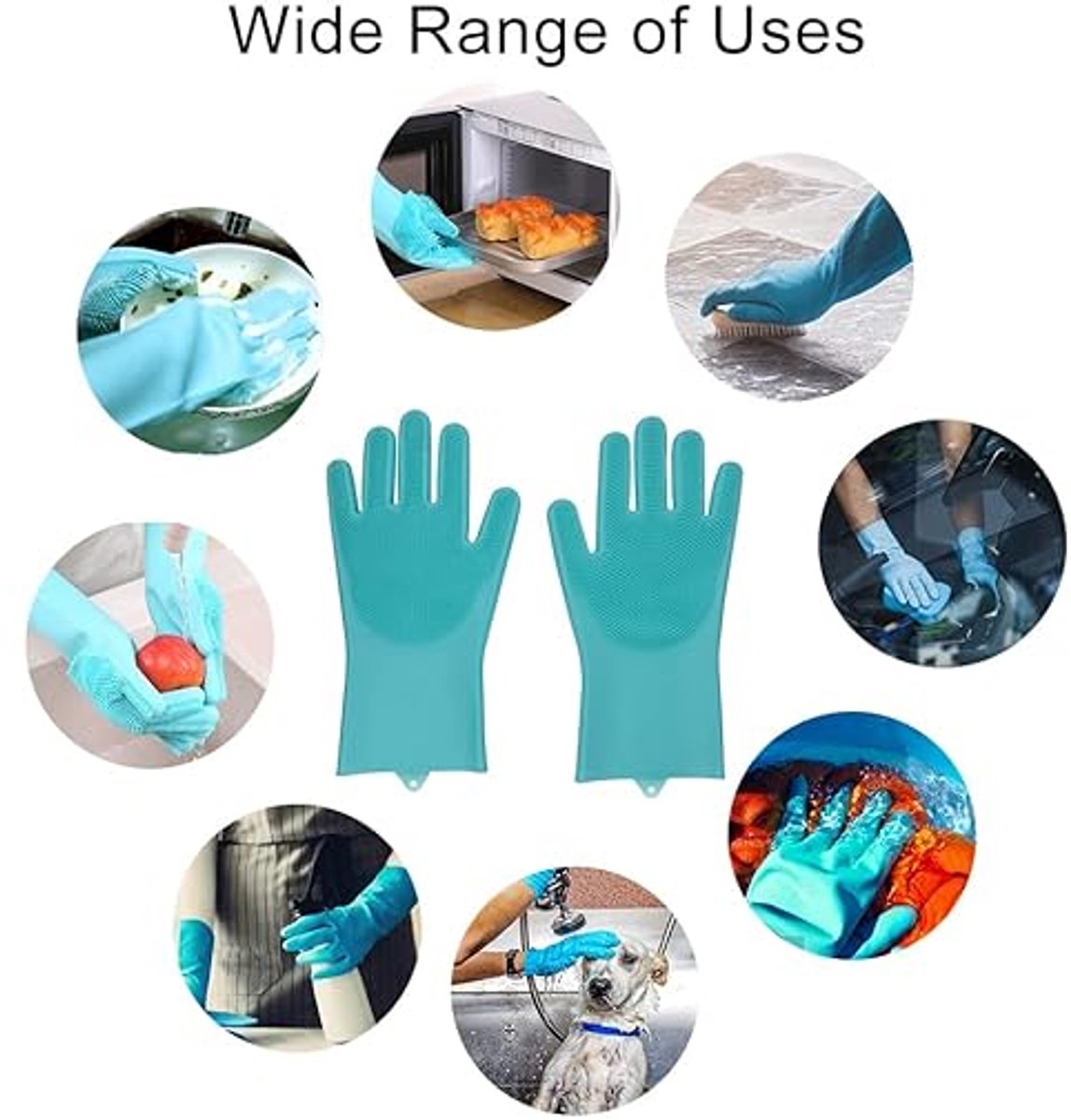 Dishwashing gloves with brush - Silicone dishwashing gloves - Silicone cleaning gloves - Magic dishwashing gloves - Reusable - Cleaning sponge gloves - Dishwashing gloves - for washing dishes - bathroom, kitchen and pet care - Image 3