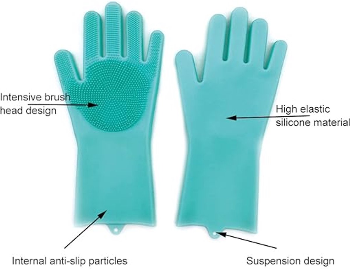 Dishwashing gloves with brush - Silicone dishwashing gloves - Silicone cleaning gloves - Magic dishwashing gloves - Reusable - Cleaning sponge gloves - Dishwashing gloves - for washing dishes - bathroom, kitchen and pet care - Image 4