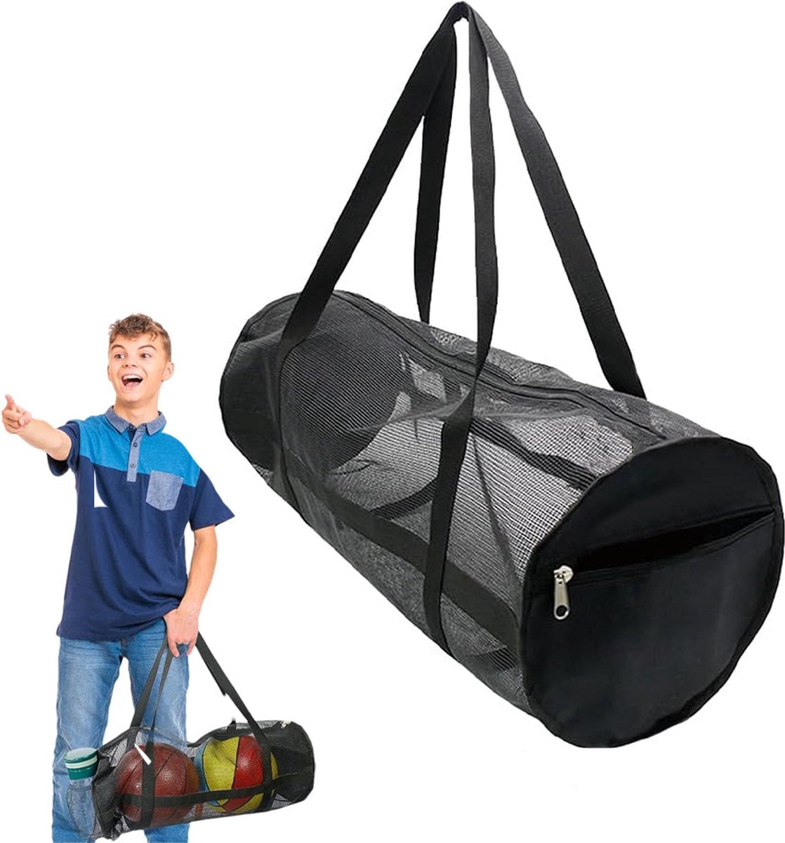 Pool Bag - Sports Bag - Gym Bag - Mesh Bag - Diving - Lightweight - Pool Bag - Foldable - Travel Bag - For Men and Women - Black - Image 1