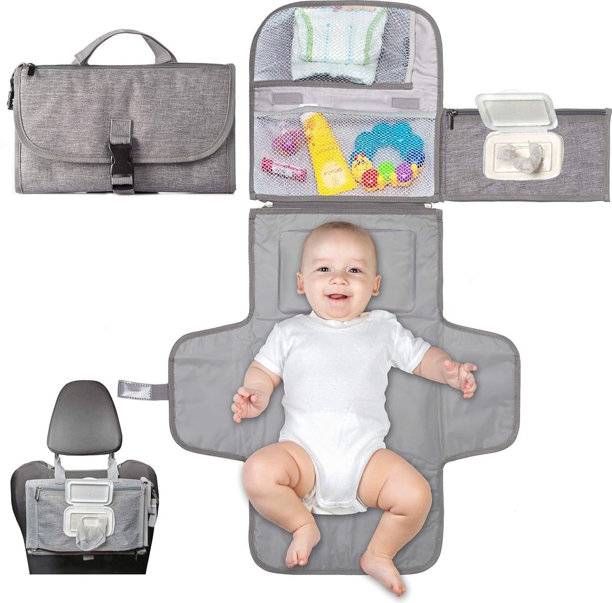 Baby Changing Mat On the Go - Changing Mat - Portable Changing Mat - Foldable - Diaper Bag - Diaper Pouch - Baby - Perfect Baby Shower Gift - Spacious & Water Resistant - Comfortable - Image 1