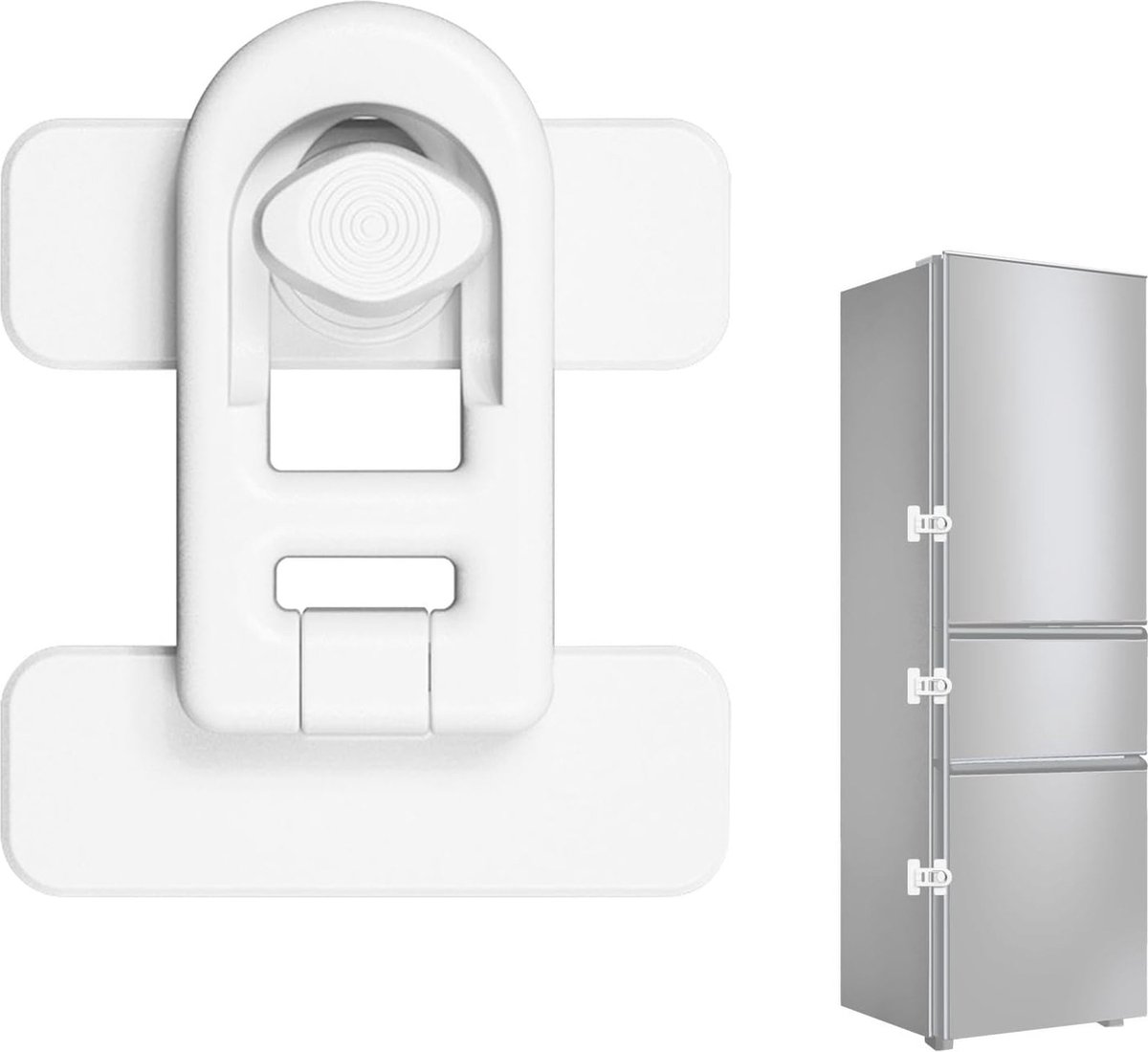 Child Locks for Cabinets - Child Security - Child Lock for Cabinet - Refrigerator Locks - Baby Safety Oven Door Lock - For Kitchen Cabinets, Appliances, Wardrobes, Refrigerator and Oven - White - 1 Piece - Image 1