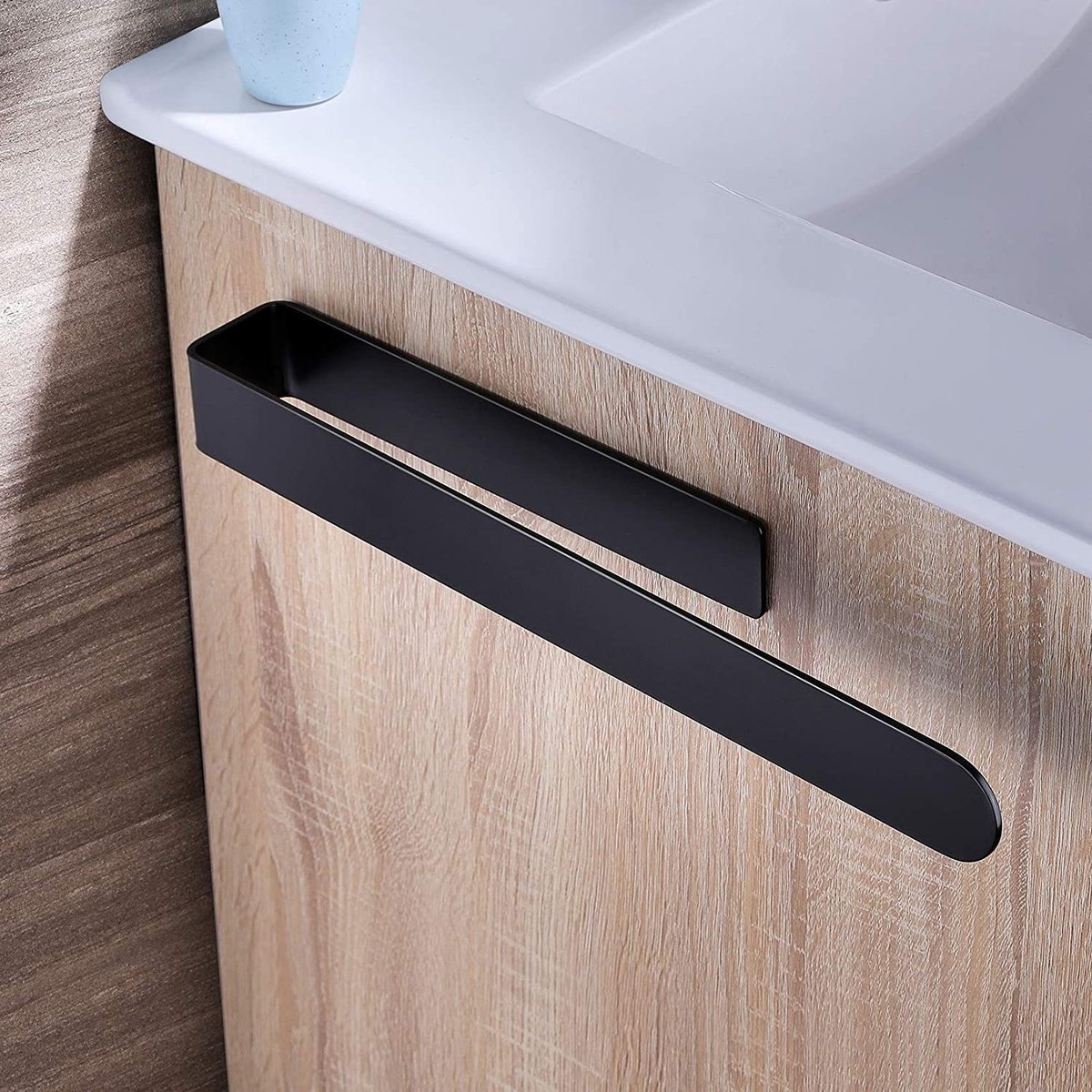 Towel Rack - Towel Holder - Towel Bar - Shower Rack - Kitchen Towel Rack - Bathroom Rack - Towel Holders - Modern Bathroom Organizer - Stainless Steel - No Drilling Required / Self-Adhesive - 37 cm - Black - Image 3