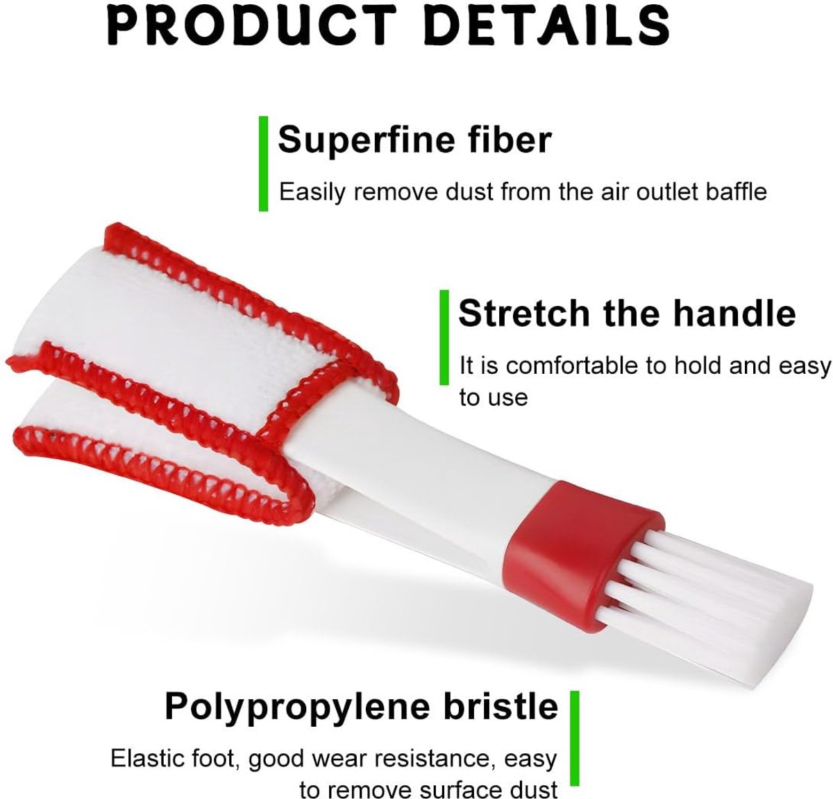 Blind cleaner - 2 pieces - Blind cleaner - Mini dust cloth - Blind cleaner - Ventilation brush - Dust cloth - Dust-free blinds - Easy to grip - Ideal cleaning tool - For car air vents - Microfiber dust cloth - Image 5