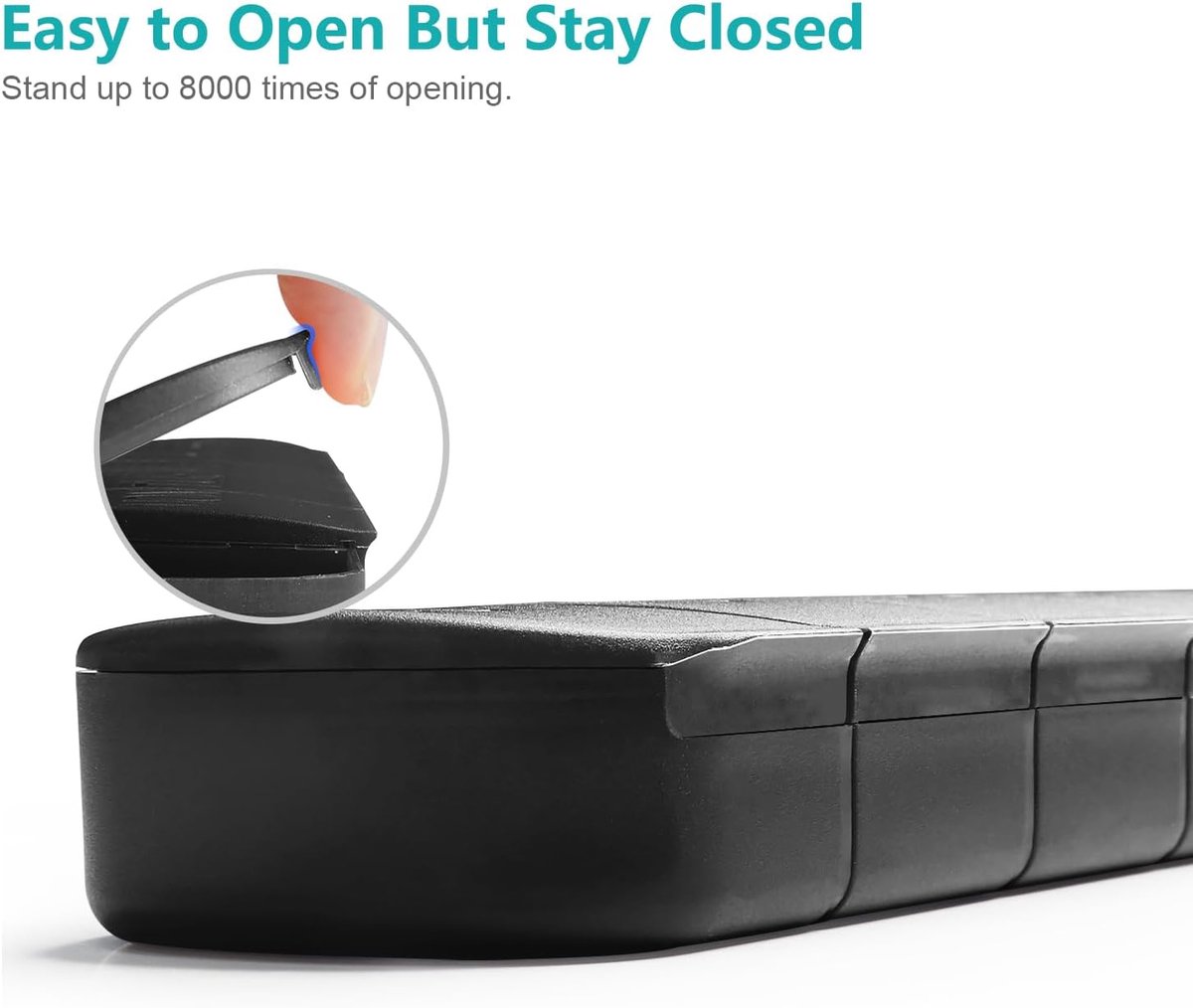 7-Day Pill Box - Portable Medicine Box - Weekly Pill Organizer - Once-a-Day Pill Box - Pill Containers - Travel-Friendly - For Medicines, Vitamins, Fish Oil Supplements - Black - Image 5