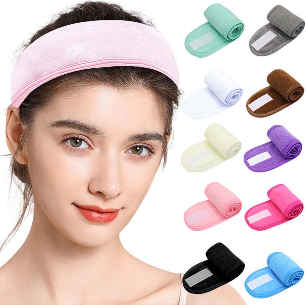 Headband - 10 Pieces - Sports Headband - Women's Headbands - Wide Headbands - Non-Slip - For Makeup, Facial Cleansing, Face Mask, Sports - Women and Men - Mix 10 Colors - Image 1