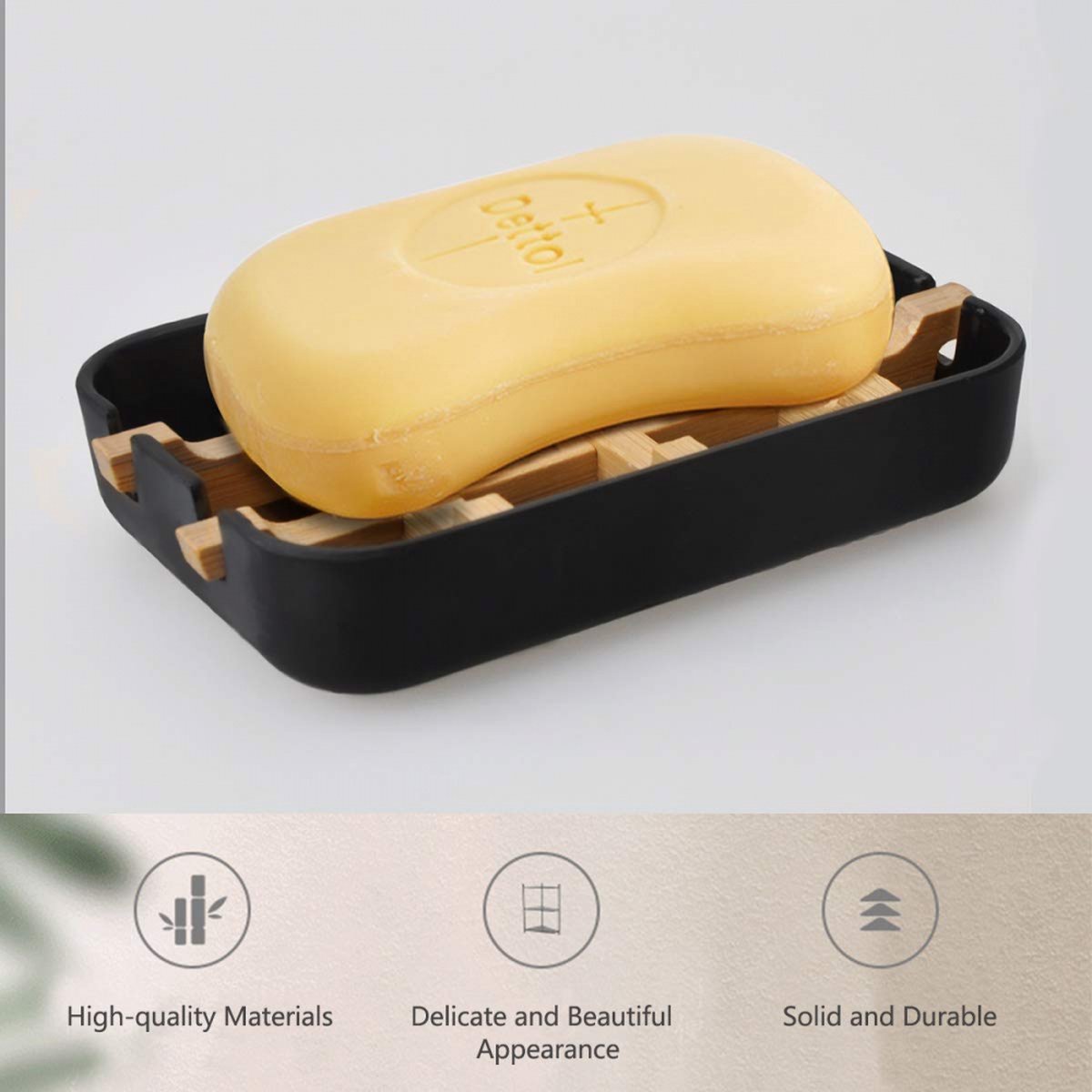 Soap Dish - 2 Pieces - Soap Holder With Drain - Bamboo Tray Soap Holder - Removable Drawer - Small Soap Dish - Soap Box - Hand Soap - Shower - Bathroom - Bathroom Accessories - Keep Soap Dry And Hygienic - Black - Image 3