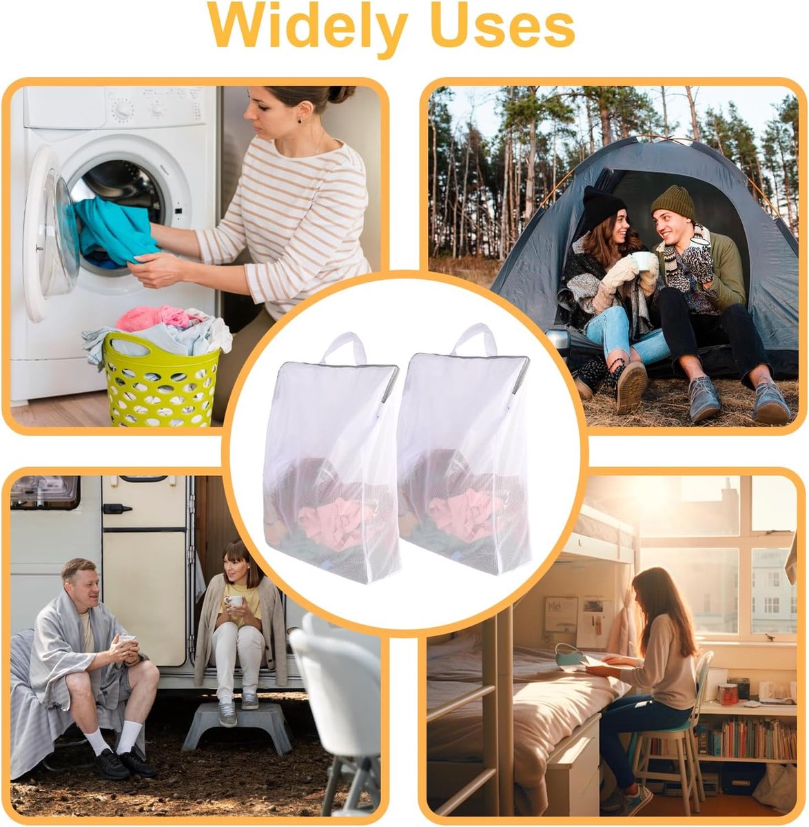 Laundry Bags 2 Pieces - Laundry Bags - Laundry Nets - Laundry Bags with Zippers - Protect Your Laundry and Washing Machine - 50x40x10 Cm - Large Laundry Net - Mesh Laundry Bags with Zippers - Reusable Laundry Bag with Handle - For Home, Dormitory, Hotel, - Image 3