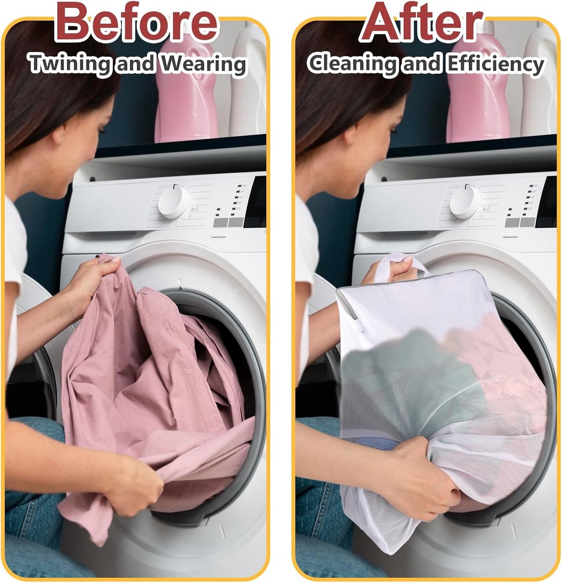 Laundry Bags 2 Pieces - Laundry Bags - Laundry Nets - Laundry Bags with Zippers - Protect Your Laundry and Washing Machine - 50x40x10 Cm - Large Laundry Net - Mesh Laundry Bags with Zippers - Reusable Laundry Bag with Handle - For Home, Dormitory, Hotel, - Image 4
