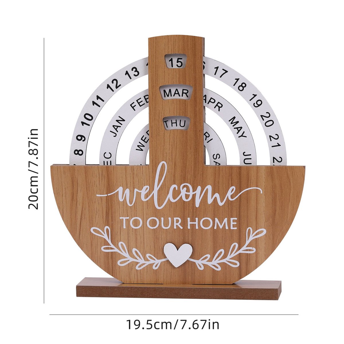 Calendar - Desk Calendar - Perpetual - Manual Rotating Calendar - Perpetual Calendar - Home Sweet Home - Large Letters and Numbers - For an Atmospheric Interior - Beautiful Home Decoration - Stylish - Wooden - Image 2