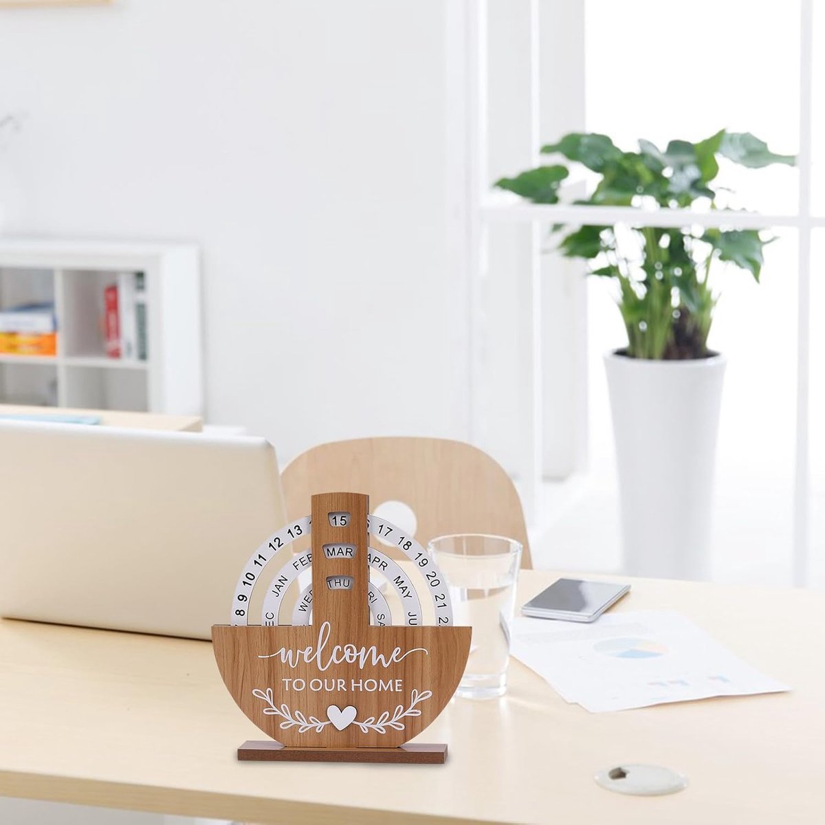 Calendar - Desk Calendar - Perpetual - Manual Rotating Calendar - Perpetual Calendar - Home Sweet Home - Large Letters and Numbers - For an Atmospheric Interior - Beautiful Home Decoration - Stylish - Wooden - Image 3