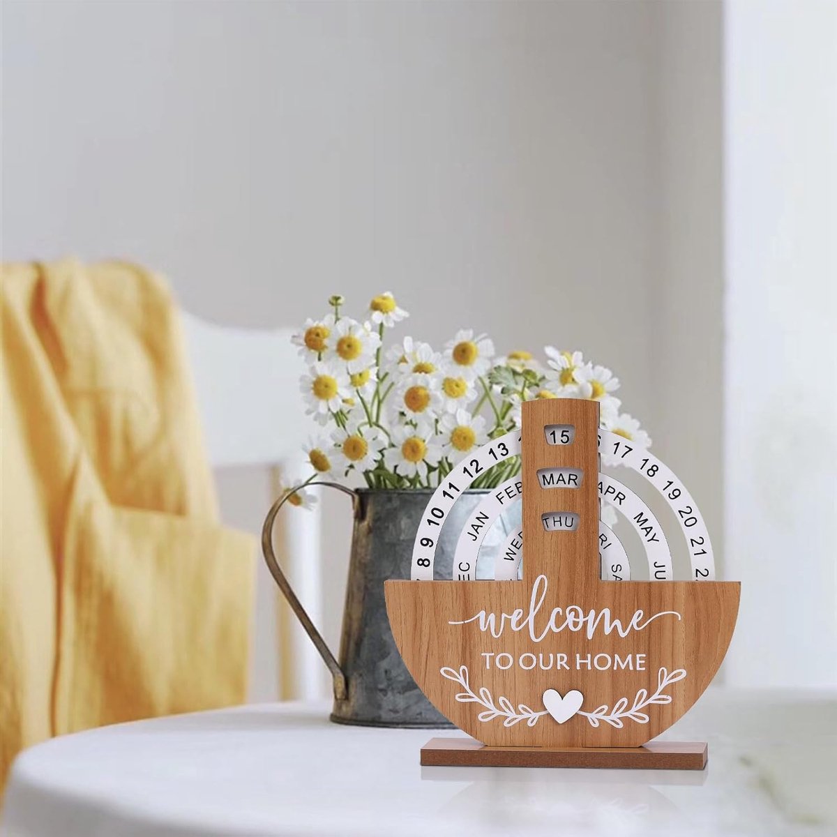 Calendar - Desk Calendar - Perpetual - Manual Rotating Calendar - Perpetual Calendar - Home Sweet Home - Large Letters and Numbers - For an Atmospheric Interior - Beautiful Home Decoration - Stylish - Wooden - Image 5