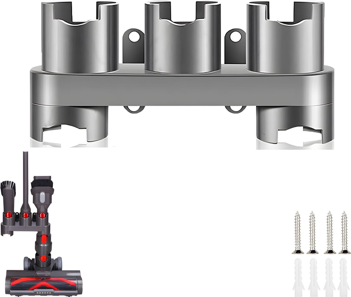 Wall Mount Suitable for Dyson Vacuum Cleaner V7/V8/V10/V11 Accessories - Suspension System - Wall Bracket - Wall Holder - Wall Mount - Docking Station - Can Hold 5 Accessories - Mounting Materials Included - Image 1