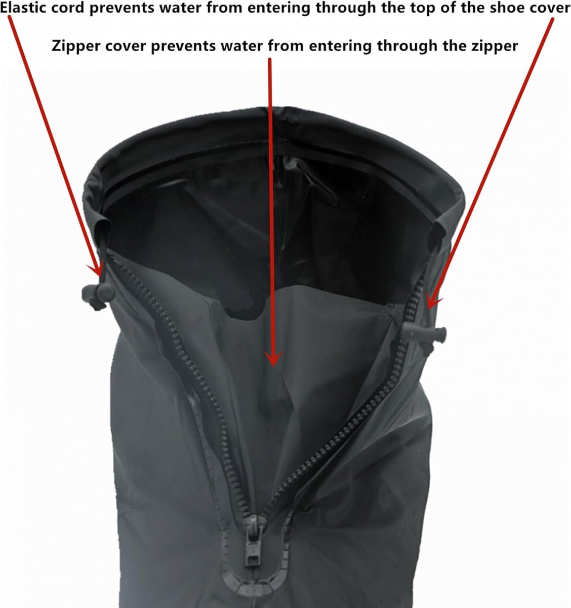 Waterproof Shoe Covers - Rain Shoe Covers - With Zipper and Drawstring - Waterproof Shoe Protectors - Motorcycle Scooter Bicycle Shoe Cover - Shoe Rain Cover - Shoe Cover - Shoe Covers - Anti-Slip - Size 37-38 - Black - Image 2