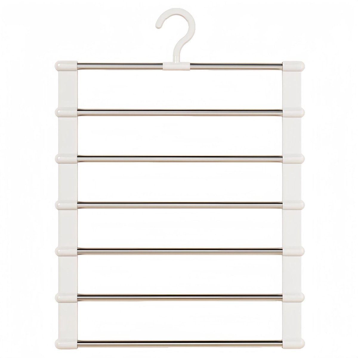 6-in-1 Trouser Hanger - Clothes Hanger - Space-Saving - Hang Up to 6 Trousers - Multiple Trousers - For Women and Men - For Trousers, Scarves, Jeans, Clothing, Towels, Skirts - 50.5x35.5 Cm - White - 1 Piece - Image 1