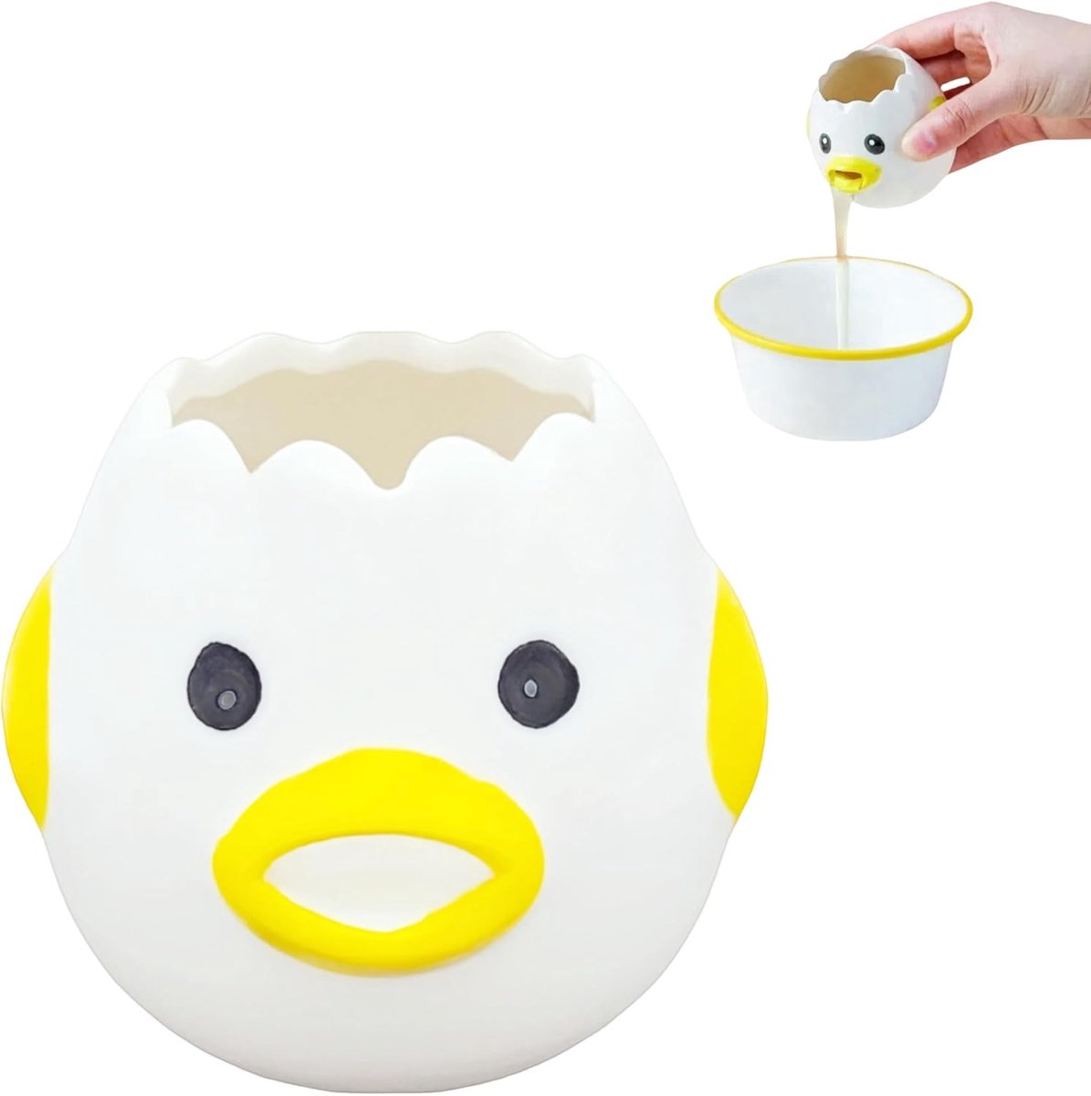 Egg separator - Creative egg separator - Professional Egg Separator - Efficient Egg Separator - Egg Yolk Separator - Separating Eggs - Egg Splitter - Egg - Egg Yolk Separator - for Baking Cakes - funny for kitchen, bakery, camping (yellow) - 1 piece - Image 1