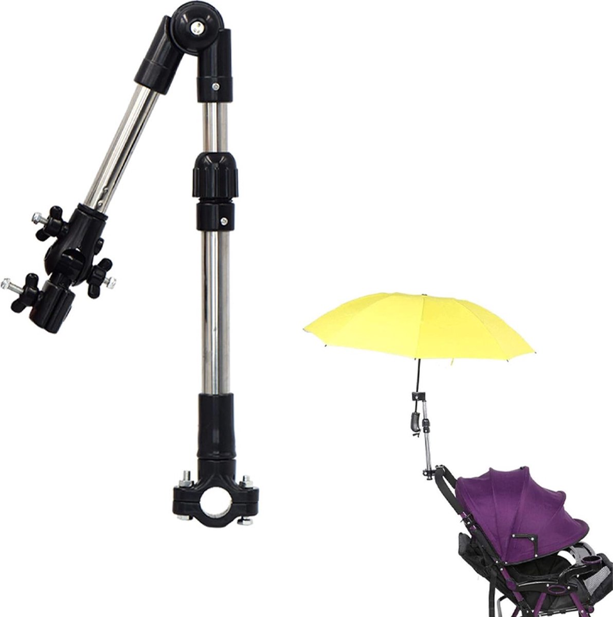 Umbrella Holder - Universal Umbrella Holder - Extendable & Foldable - Parasol Connector for Wheelchair, Mobility Scooter, Scooter, Stroller - 30-45 Cm - Black - Image 1