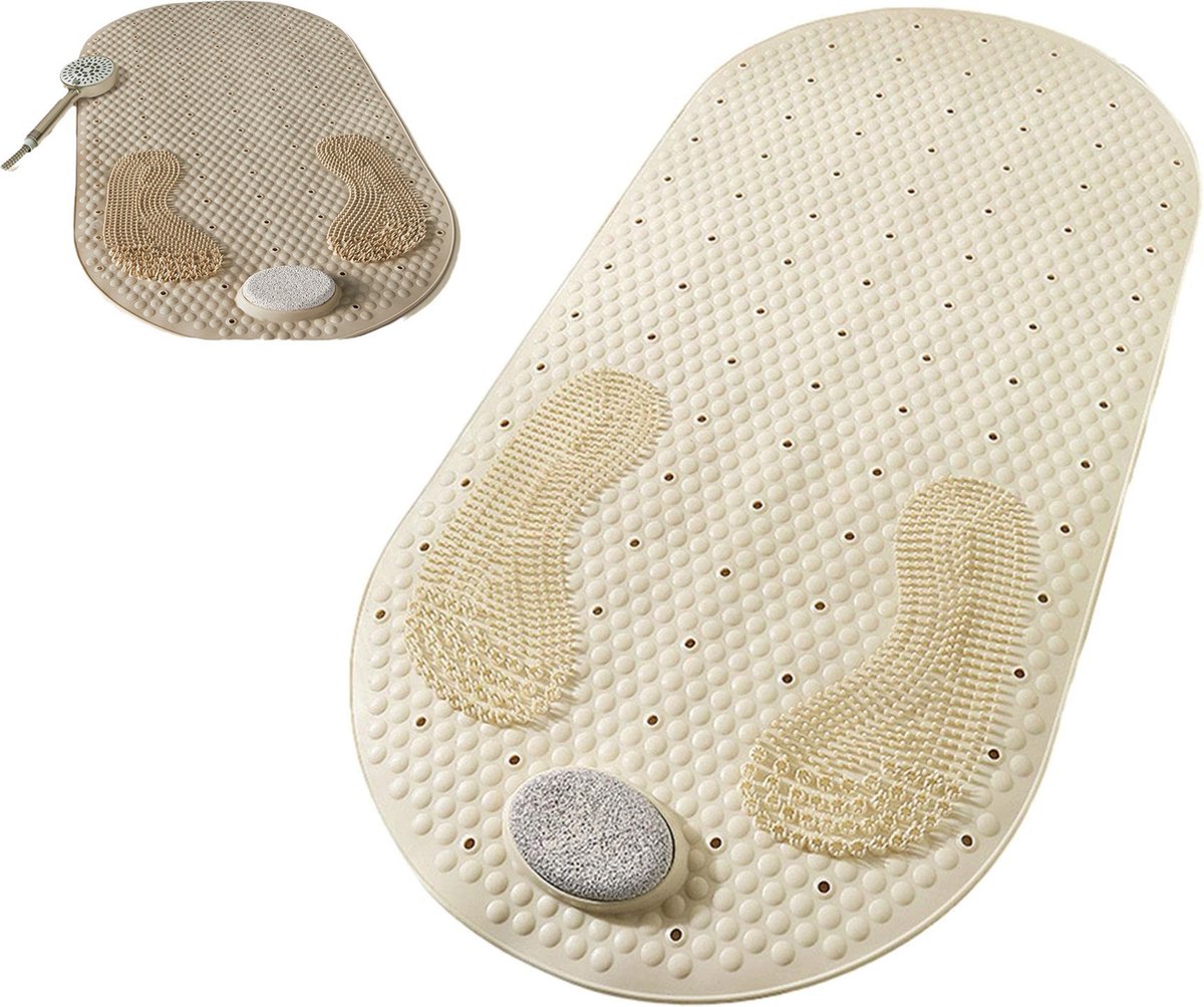 Non-Slip Shower Mat - Bath Mat with Suction Cups and Massage - Anti-Slip Shower Cabin Mat - 80x40cm - Mat for the Bath - Mat for the Bathroom - Includes Hanging Bracket - Mold Resistant & Machine Washable Bath Mats - Shower - Brown - Non-Slip Shower Mat - Image 1