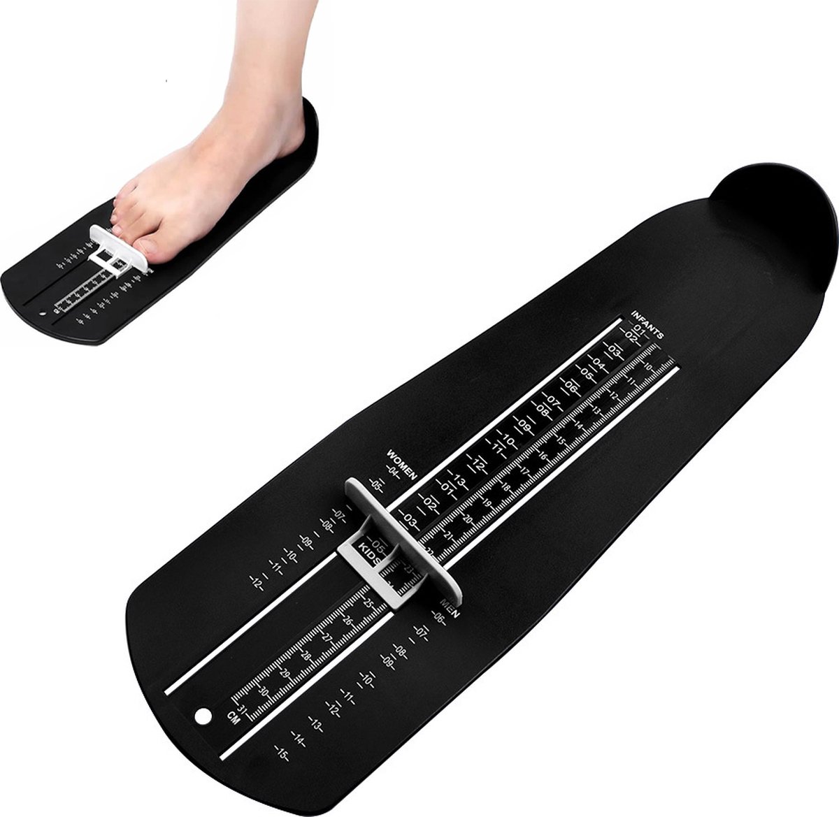Shoe Size Meter - Foot Measuring Tool - Measuring Feet - Universal Measuring System - Child Shoe Size Meter - Shoe Measuring Tool - Measurement - Children and Adults - Find the Perfect Fit - Measurement Chart - Up to 31 cm - Shoe Size 19 - 48 - Black - Image 1