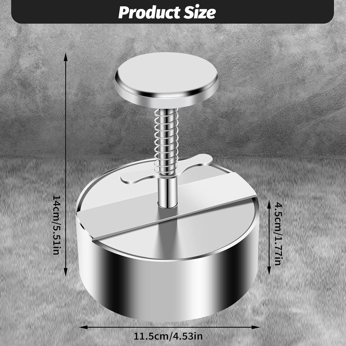 Meat Press - Burger Meat Press - Hamburger Press - Hamburger Press - Hamburger Mold - Kitchen Food Mold - Round Hamburger - Make Your Own Hamburgers - BBQ Accessories - For Delicious Hamburgers, Patties, BBQ, Hamburger Press - Silver - Stainless Steel - Image 5