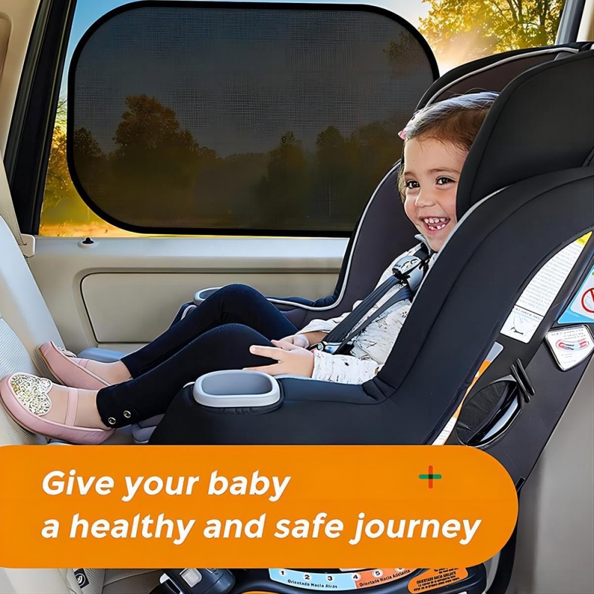 Car Sunshade - Car Sunshade Side Window - 1 Pair 50 x 30 Cm and 1 Pair 44 x 38 Cm - Baby Car Sunshade - Electrostatic Adsorption - Privacy Protection - Car Sun Protection - UV Protection - Side Window - Safe Driving - With Storage Bag - Black - Image 4