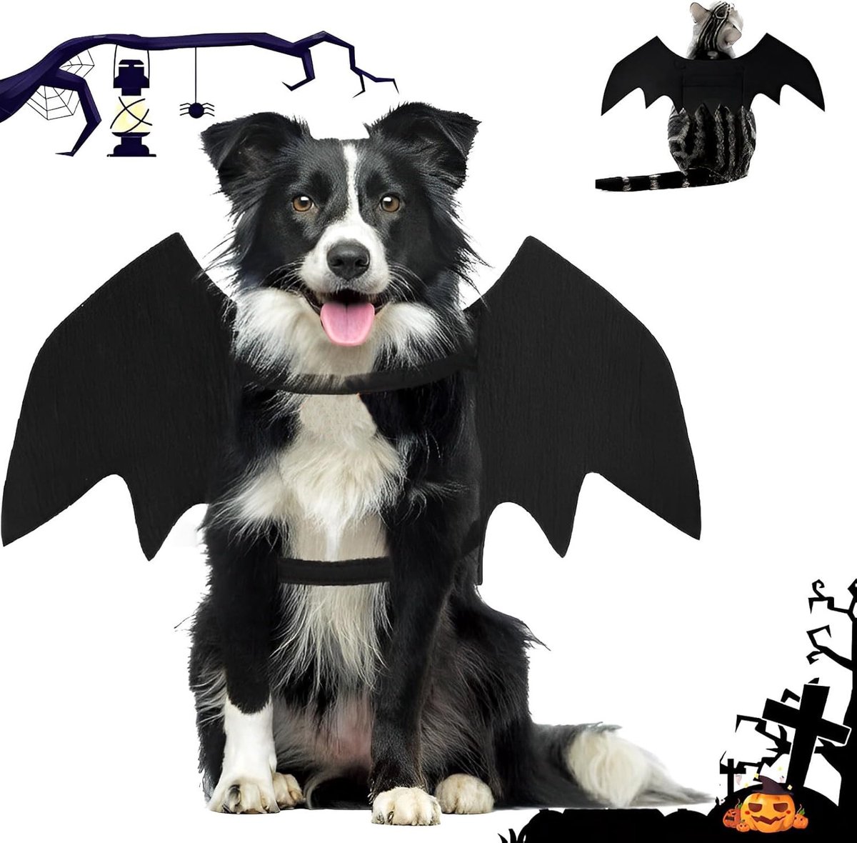Dog - Cat - Creative Animal Clothing - Dog Costume - Halloween - Christmas - Bat Wings - Cat Clothing - Christmas Clothing - Bat Wings Costume - Black - for Home / Party / Festival / Christmas / Halloween / Christmas - Image 1