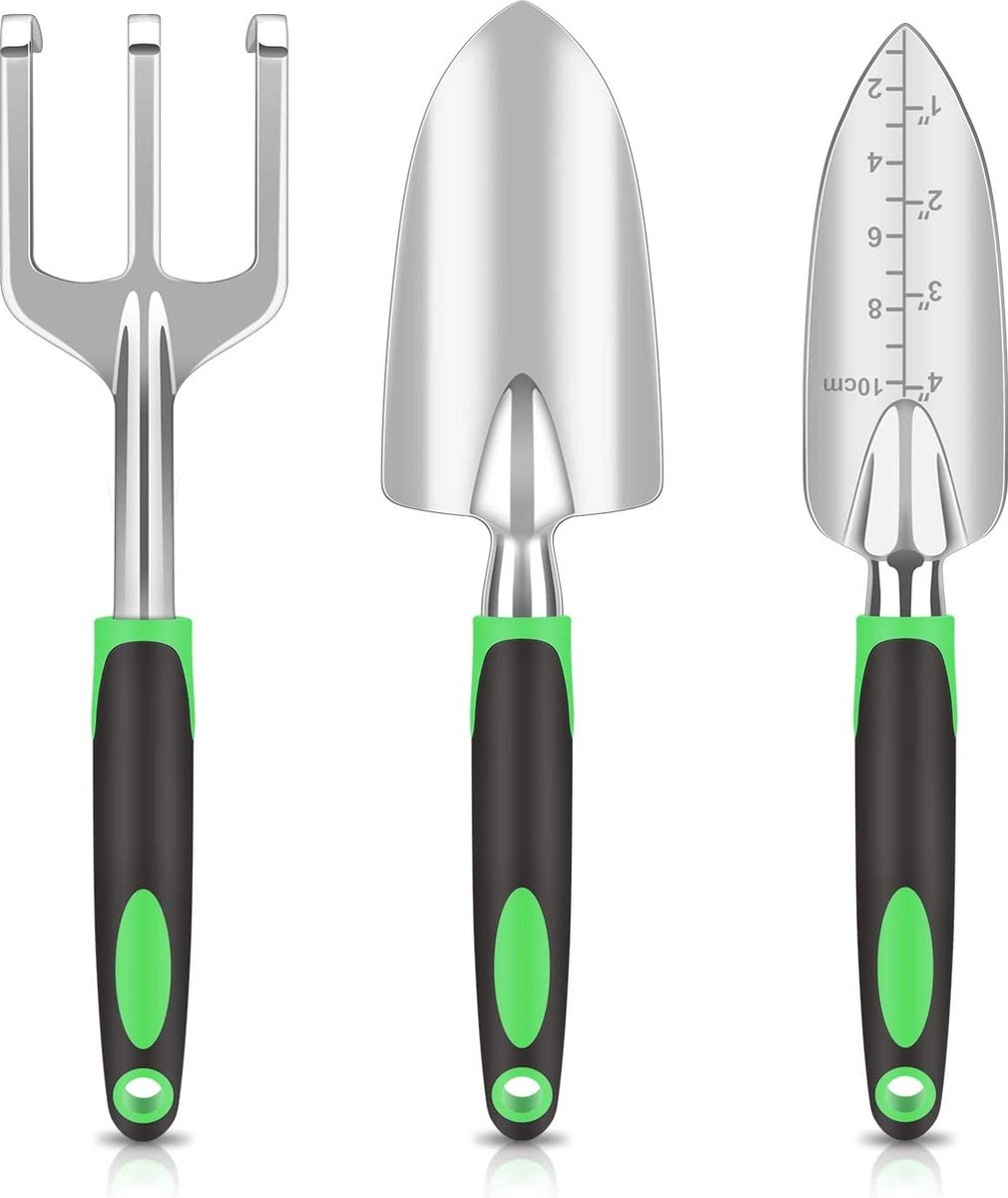 3-Piece Garden Tool Set - Gardening Set - Garden Kit - Tools for the Garden - Hand Tools - Garden Shears - Ideal Garden Gift for Women and Men - For Garden Lovers - Green - Image 1
