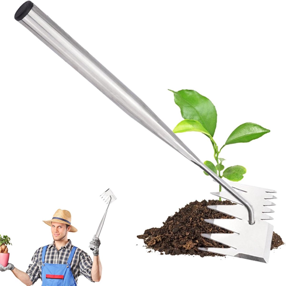 Hoe - Hoes - Garden rake - Rake - Weed remover - Garden items - Garden tools - Weed brush - Weed remover - Weed killer - Weed control - Weed remover - Hoe with handle - Handle with hilt - Weed control - Image 1