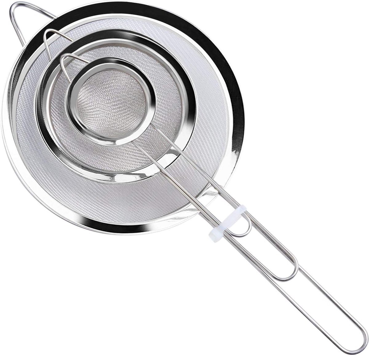 Premium Stainless Steel Sieve Set - 3-Piece Colander - Kitchen Sieve - Small Sieves - Sieve Set - Bowl Sieve - Mini Sieves - Premium Fine Set - Dishwasher Safe - Ø 7, 12 and 18 cm - Sturdy & Durable - Image 1