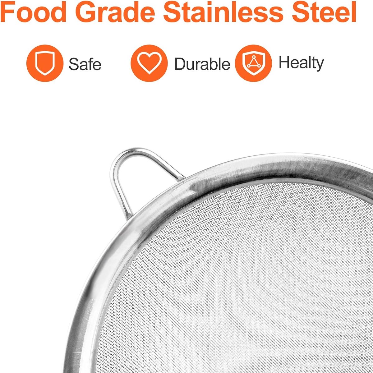 Premium Stainless Steel Sieve Set - 3-Piece Colander - Kitchen Sieve - Small Sieves - Sieve Set - Bowl Sieve - Mini Sieves - Premium Fine Set - Dishwasher Safe - Ø 7, 12 and 18 cm - Sturdy & Durable - Image 3