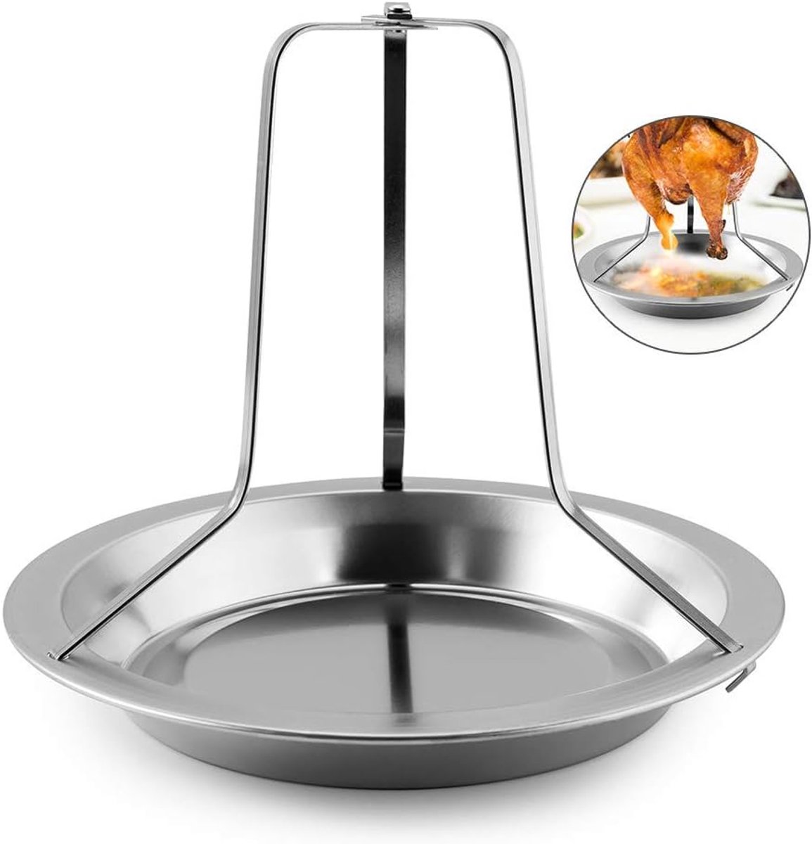 Chicken Grill - BBQ collection - Suitable for oven or barbecue - Chicken Grill for the Barbecue - Chicken Grill - Chicken Holder - Grilling Chicken - Chicken holder - Easy to clean - Removable - Beer Can Chicken - Stainless Steel - Silver - Image 1