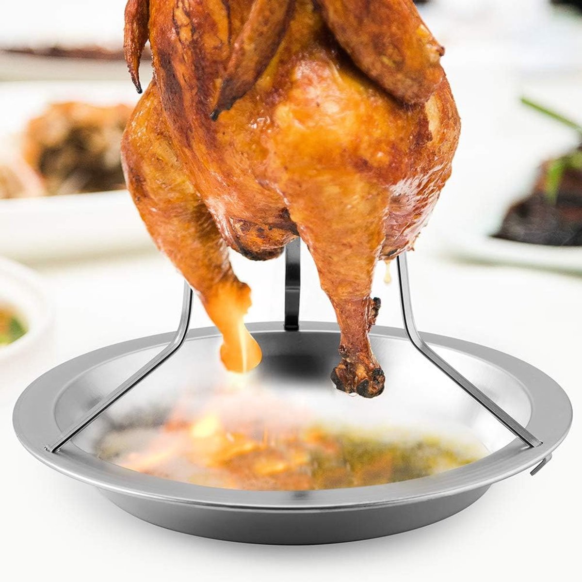 Chicken Grill - BBQ collection - Suitable for oven or barbecue - Chicken Grill for the Barbecue - Chicken Grill - Chicken Holder - Grilling Chicken - Chicken holder - Easy to clean - Removable - Beer Can Chicken - Stainless Steel - Silver - Image 3