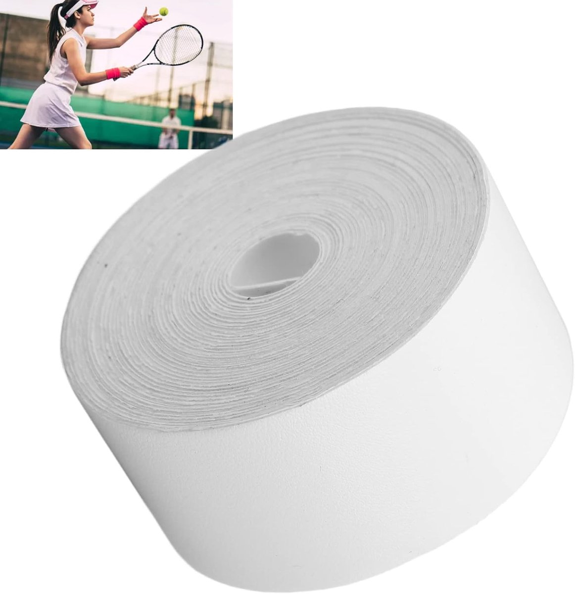 Tennis - Professional Tennis Racket Head Protection Tape - Thickened Racket Protection Tape - Frame Protector - Racket Accessories - Soft - Prevent paint from peeling - Universal - for Tennis/ Badminton/ Squash - 3.5cm x 5m - White - Image 3