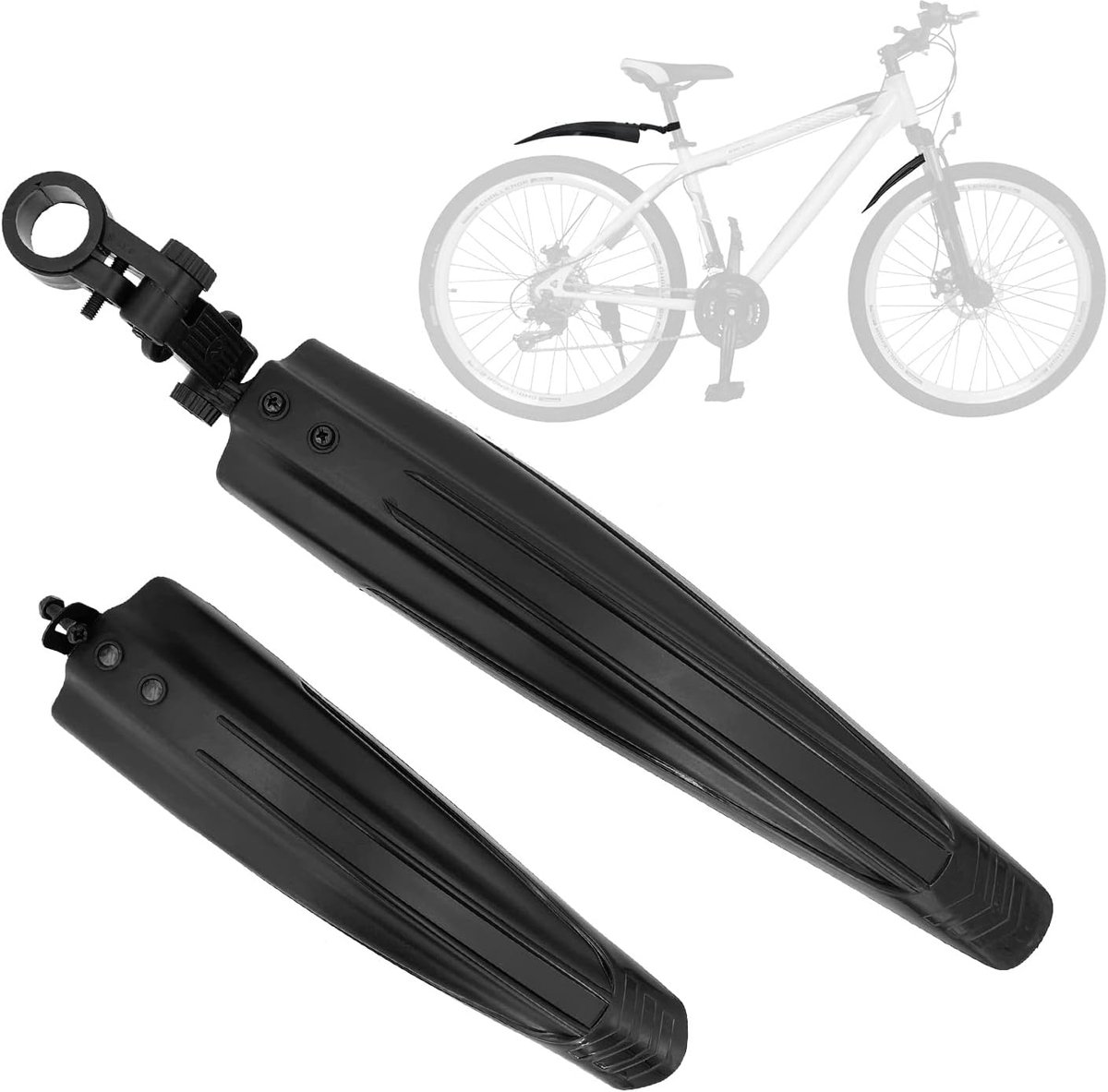 Bicycle Mudguard Set - Mountain Bike Mudguard - Adjustable - Suitable for City and Trekking Bikes - Black - Suitable for 20/22/24/26 inch bikes - Image 1