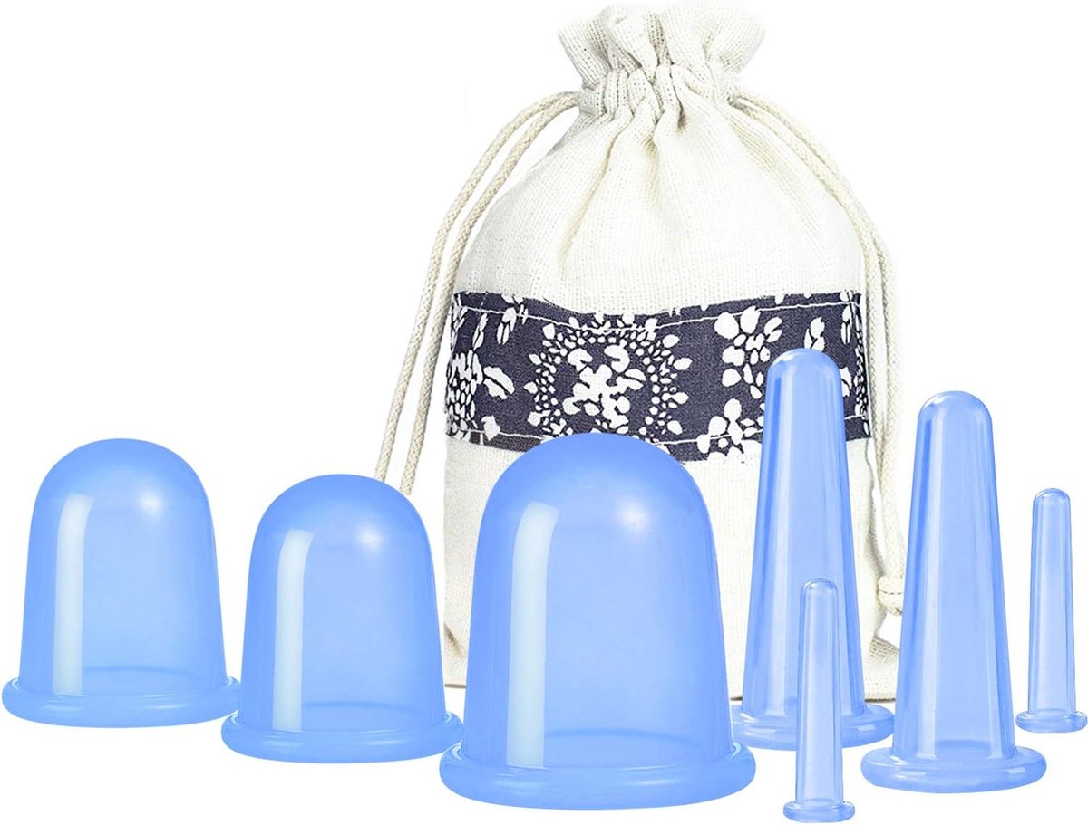Cellulite Cups - Cupping For Cellulite - Premium Quality Cupping Set (7-Piece) - Cupping Cups - Full Body - Cupping Cups Massage - For Face, Arms And Legs - Blue - Vacuum Silicone Cupping Set - Anti-Orange Peel - Anti-Cellulite Massage - Image 1